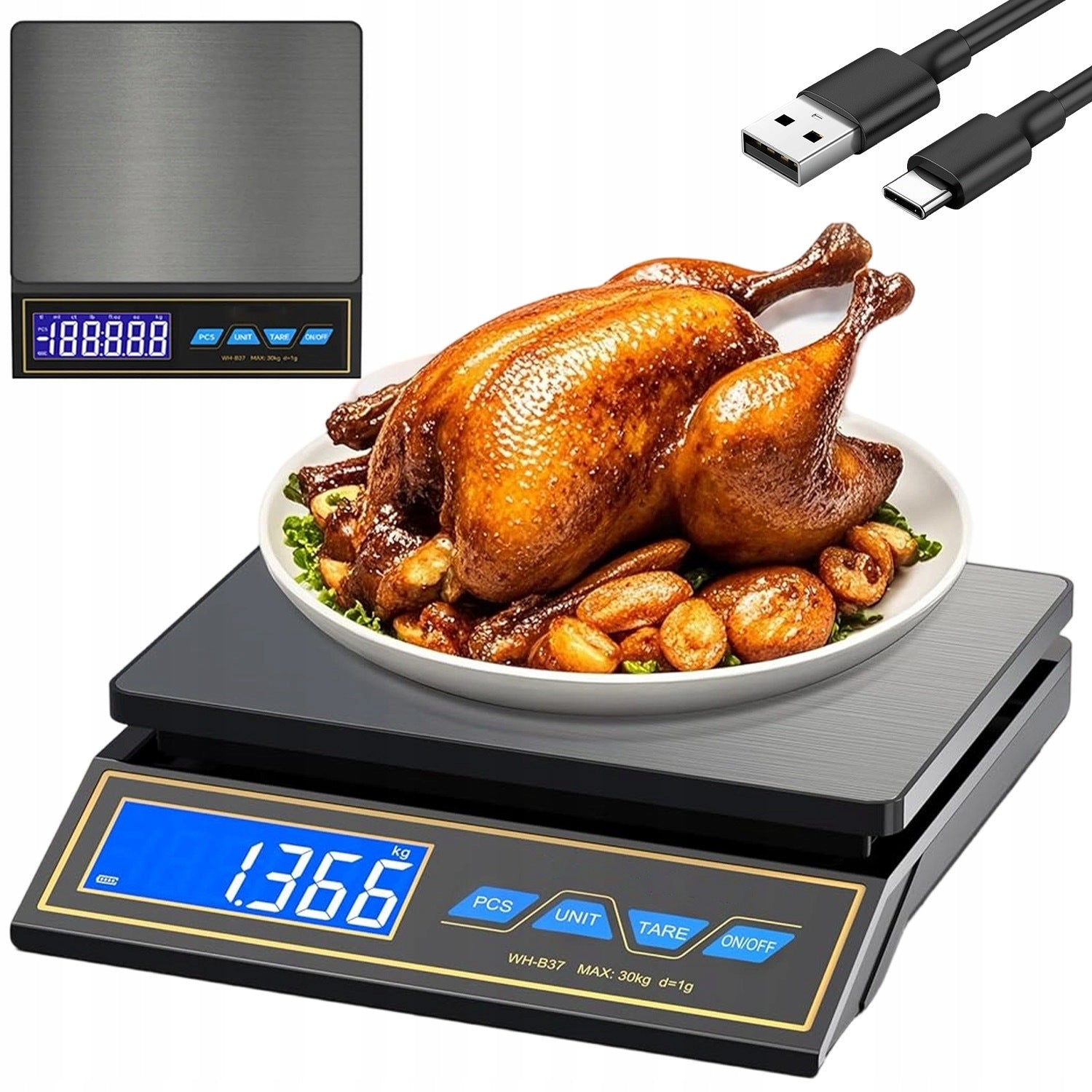 SHOP SCALE 30KG MULTIFUNCTIONAL 9 UNITS COUNTING USB-C