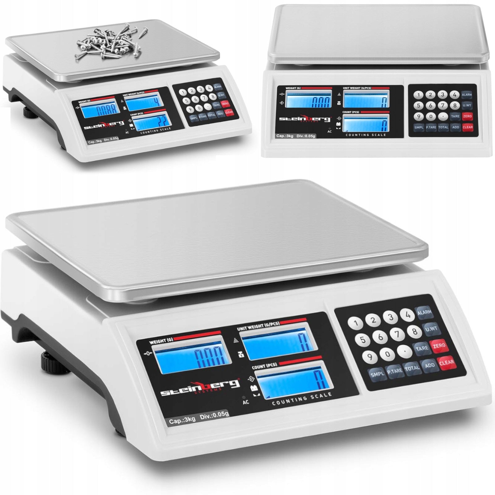 SHOP SCALE COUNTING 3KG 0.05G LCD RS232 STAINLESS STEEL FOR WAREHOUSE