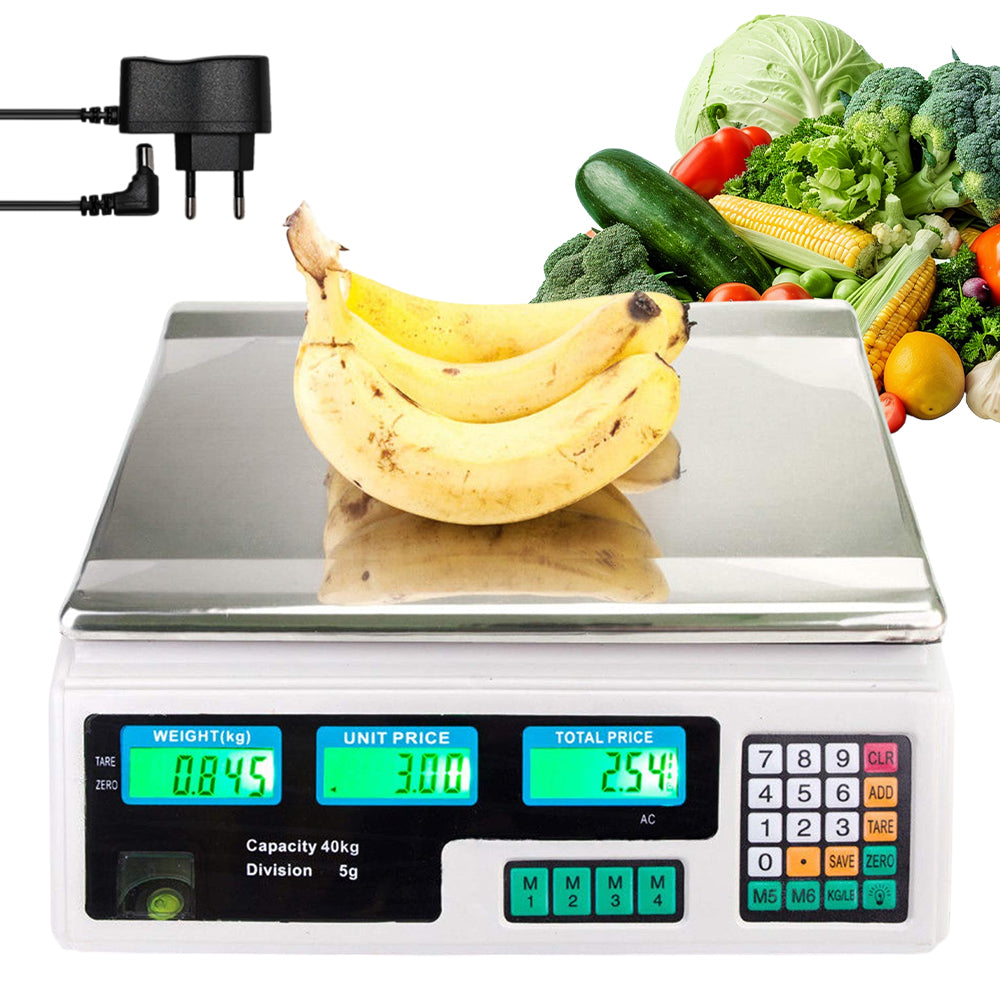SHOP SCALE ELECTRONIC WIRELESS CALCULATION LCD 40KG 2G AKU
