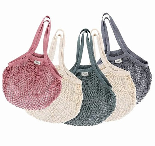 SHOPPING BAGS REUSABLE COTTON MESH ECO-FRIENDLY 5 PIECES
