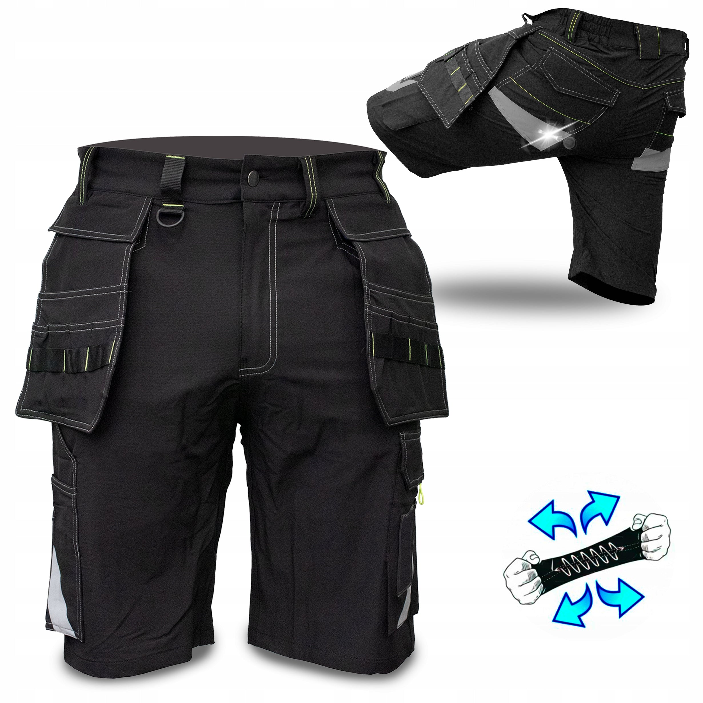 SHORT WORK TROUSERS 4 WAY STRETCH ELASTIC MEN'S ASSEMBLY SHORTS