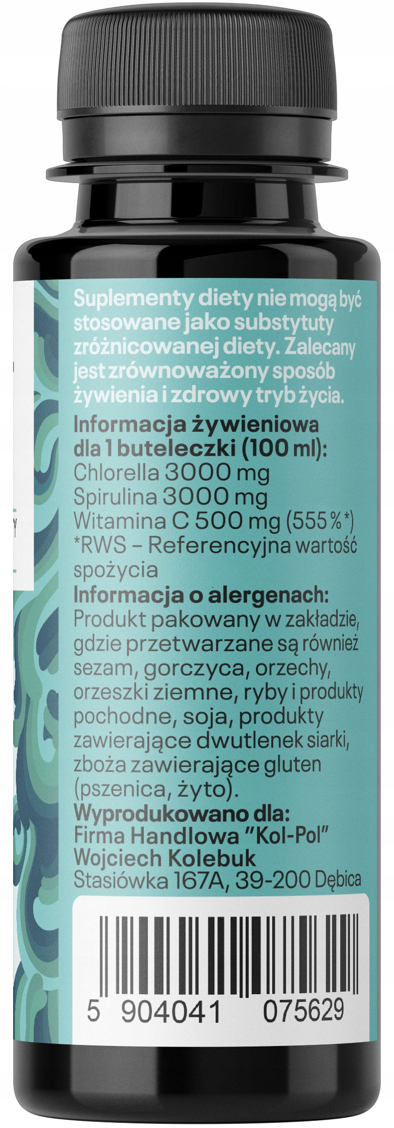 SHOT DETOX 100ml Chlorella Spirulina Vitamin C Liquid Supplement Kol-Pol Manufacturer code Shot Detox 100ml Kol-Pol