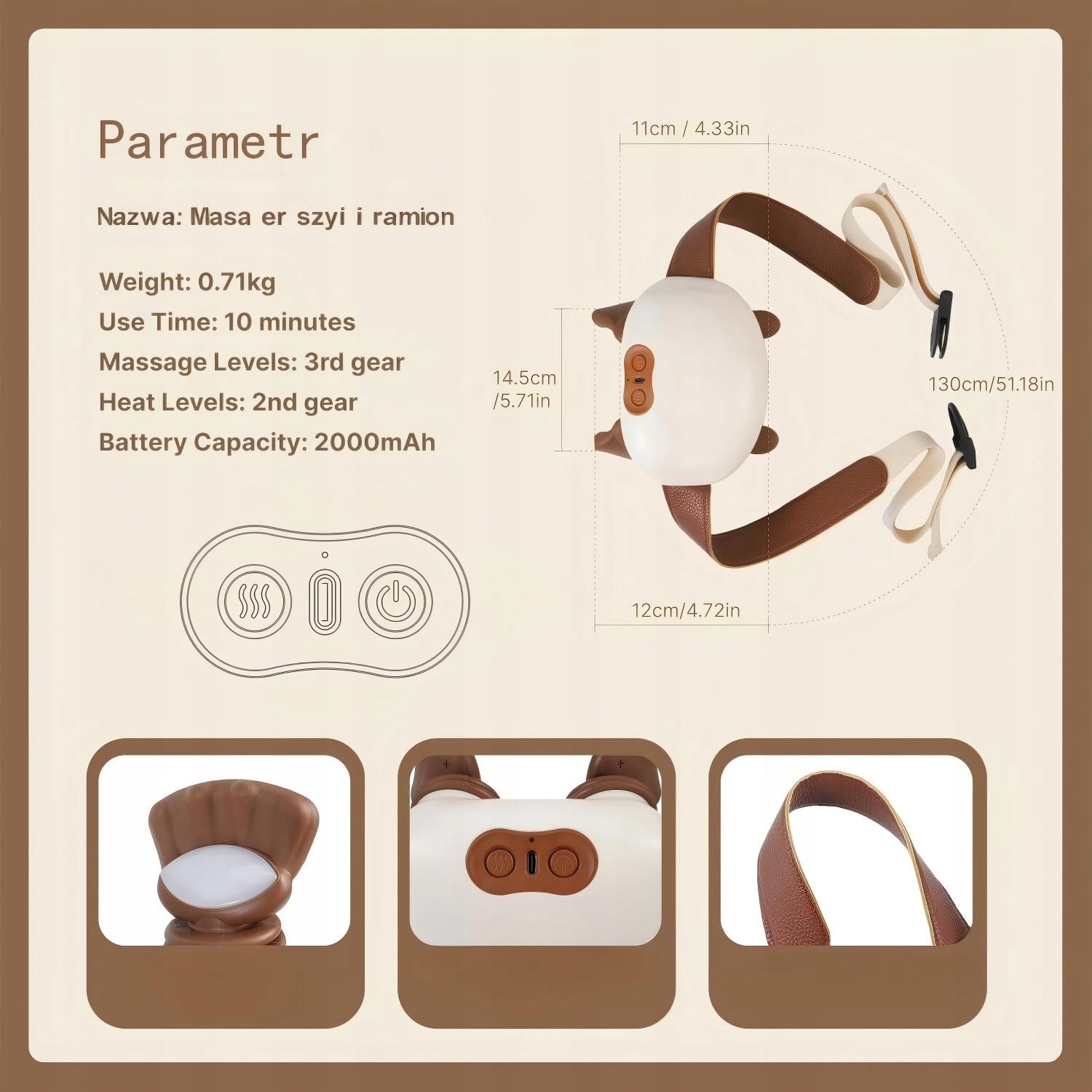 SHOULDER AND BACK NECK MASSAGER 4D SHIATSU HEATING 3 WIRELESS MODES Packaging status original