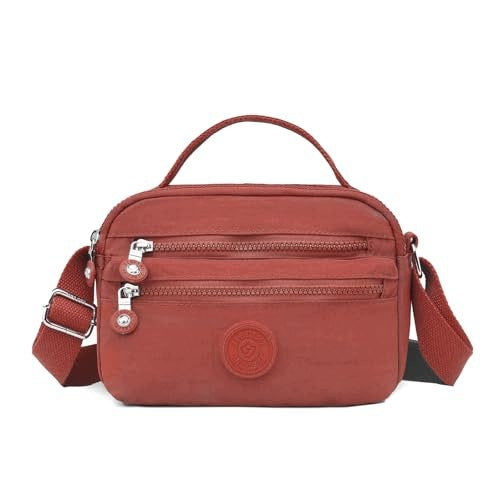 SHOULDER BAG WOMEN WATERPROOF NYLON MULTI-CHAMBER RED Brand no brand