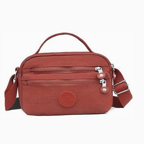 SHOULDER BAG WOMEN WATERPROOF NYLON MULTI-CHAMBER RED