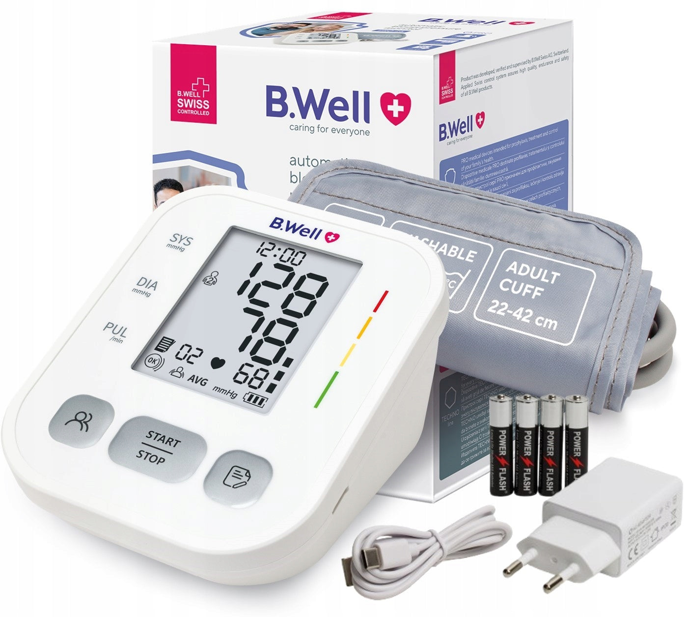 SHOULDER BLOOD PRESSURE MONITOR AUTOMATIC ARRHYTHMIA CASE WITH POWER SUPPLY B.WELL