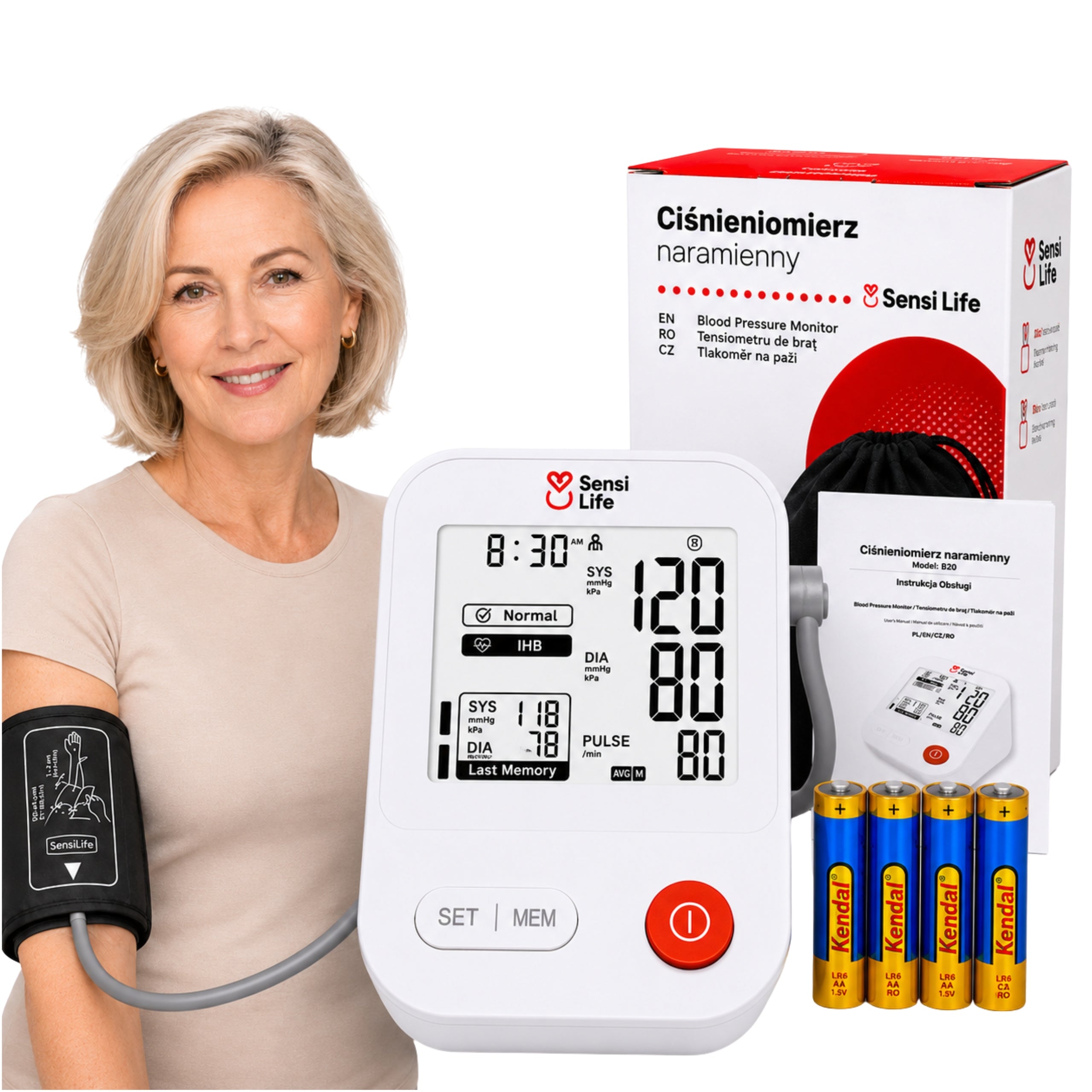 SHOULDER BLOOD PRESSURE MONITOR ELECTRONIC ARRHYTHMIA USB-C LARGE SCREEN SENSI LIFE