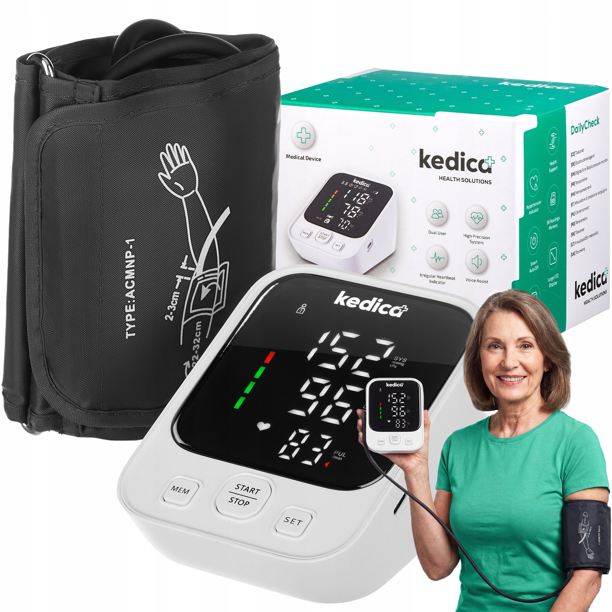 SHOULDER BLOOD PRESSURE MONITOR ELECTRONIC VOICE FUNCTION ARRHYTHMIA LED KEDICA