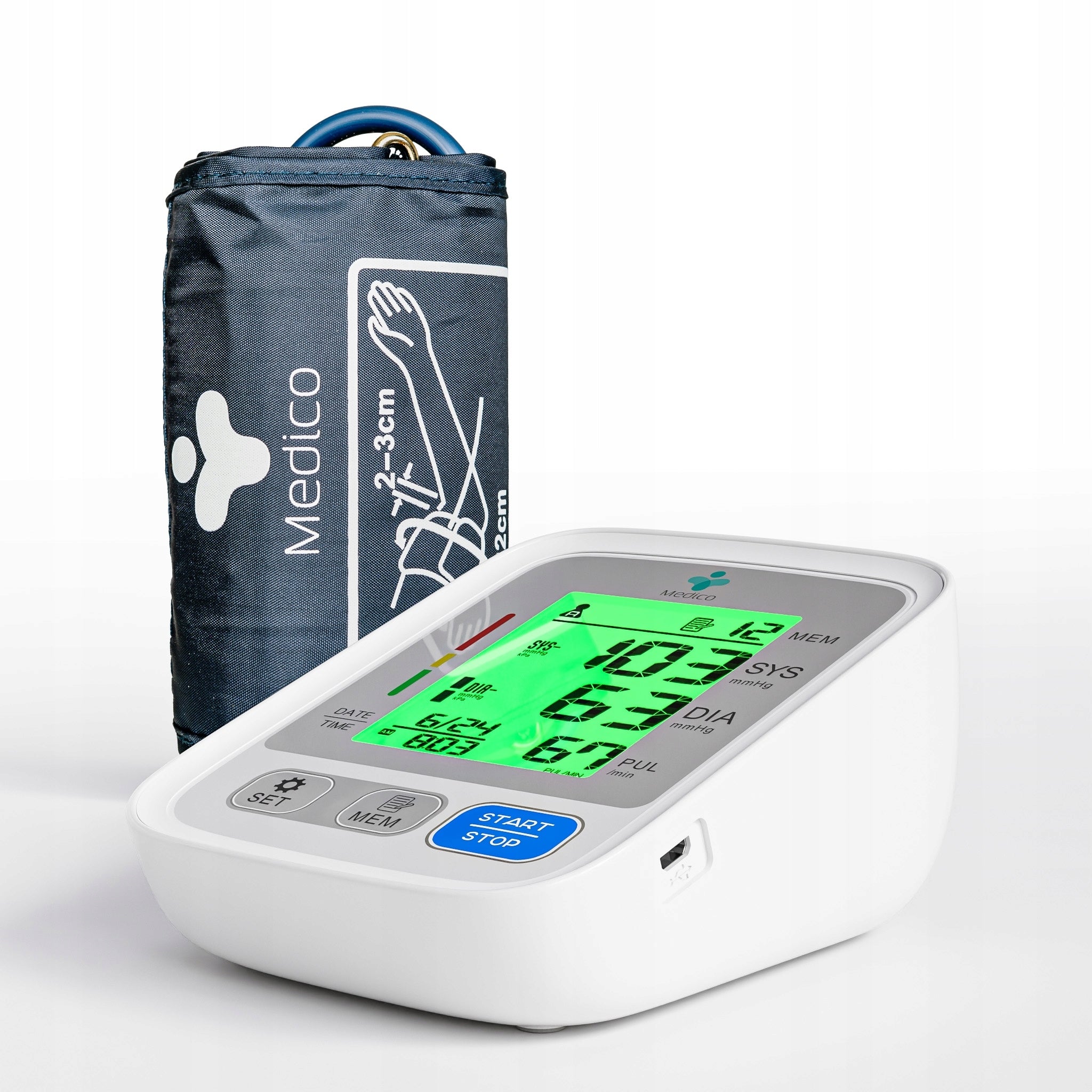 SHOULDER BLOOD PRESSURE MONITOR MEDICO ARRHYTHMIA BACKLIT SCREEN 3 COLORS CASE Medical device yes