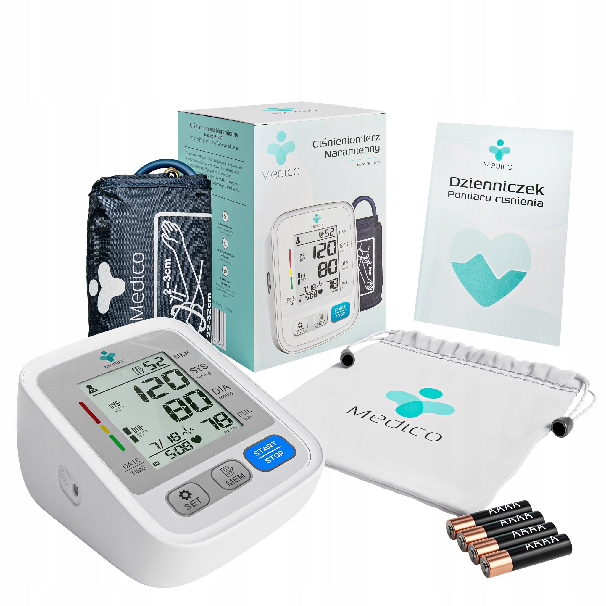SHOULDER BLOOD PRESSURE MONITOR MEDICO ARRHYTHMIA BACKLIT SCREEN 3 COLORS CASE
