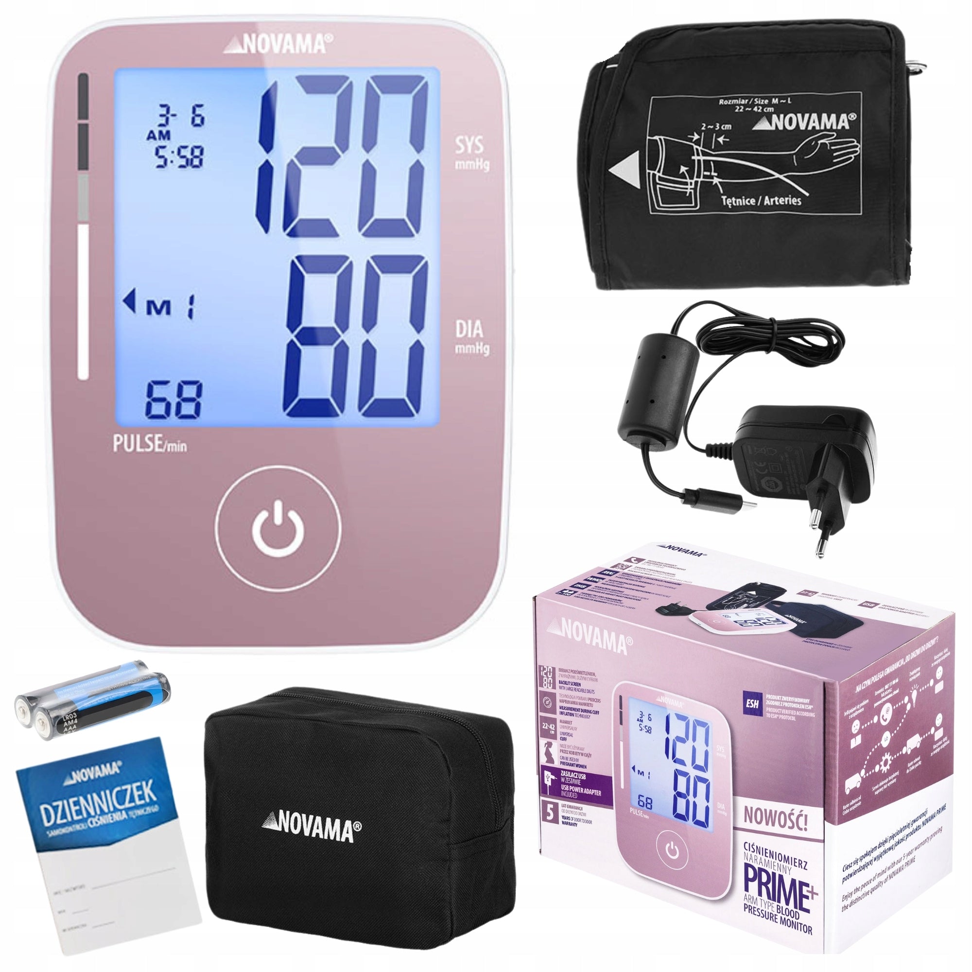 SHOULDER BLOOD PRESSURE MONITOR NOVAMA PRIME+ POWER SUPPLY ACCURACY ESH ARRHYTHMIA