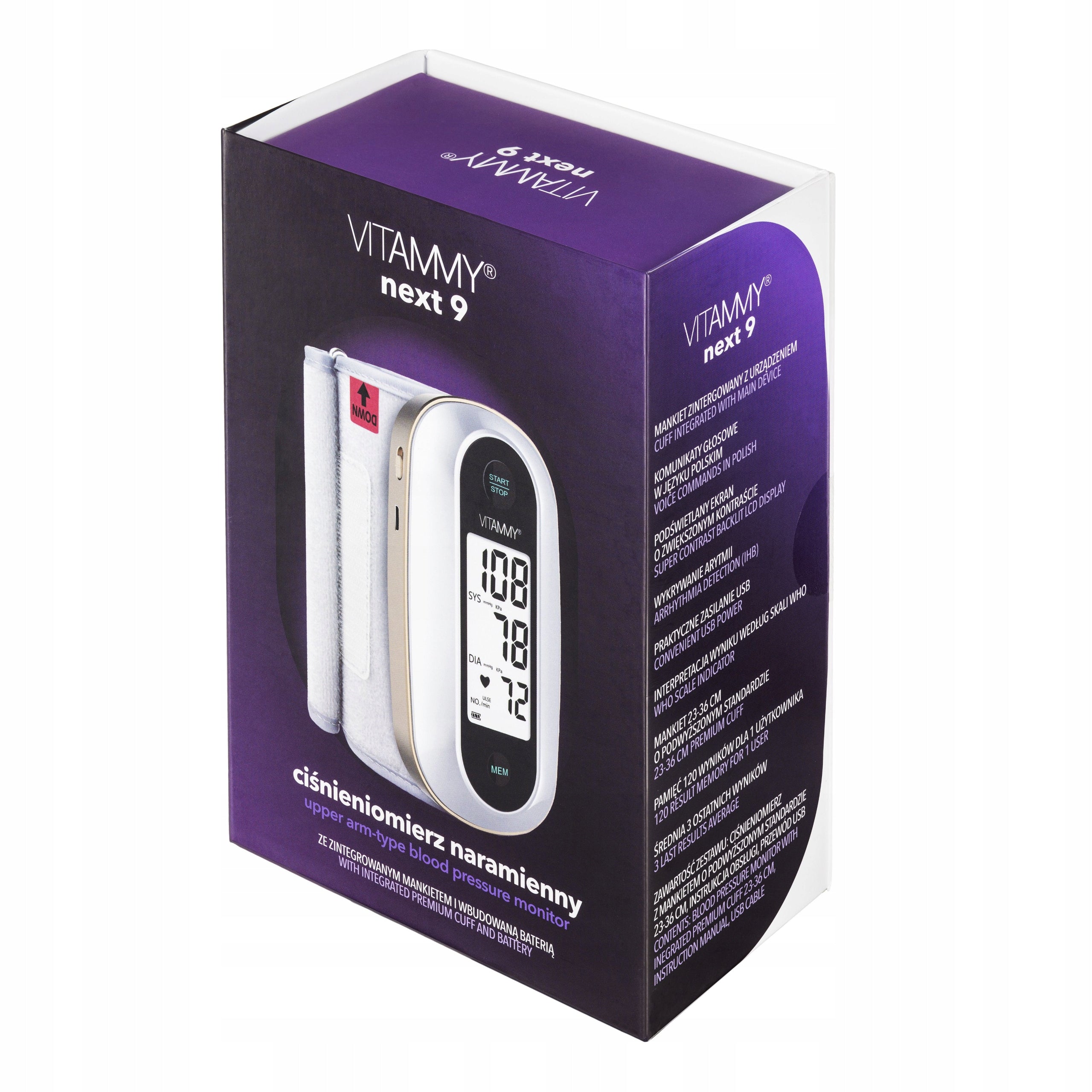 SHOULDER BLOOD PRESSURE MONITOR WITH INTEGRATED CUFF ARRHYTHMIA VITAMMY NEXT 9 Medical device yes