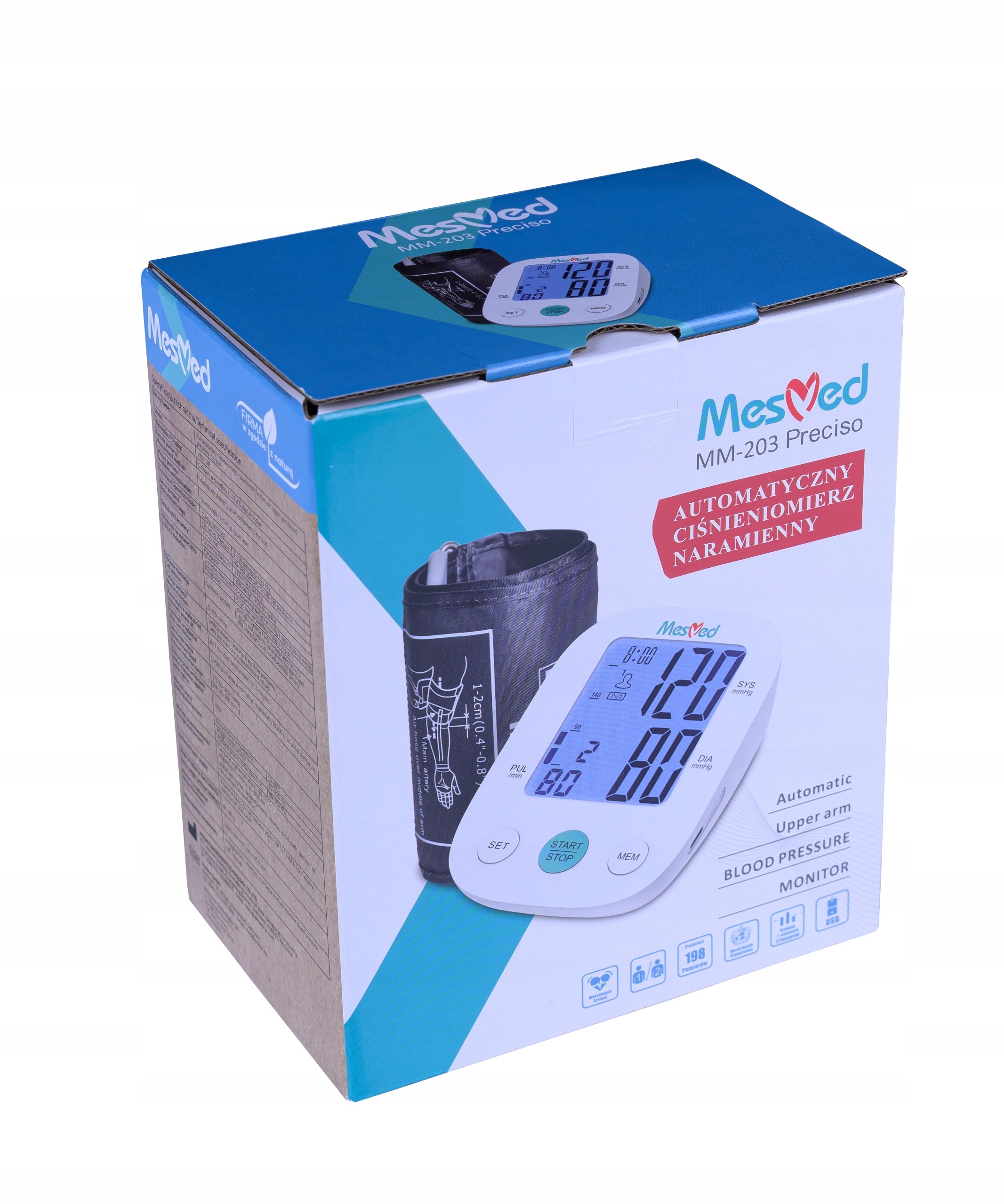 SHOULDER BLOOD Pressure Monitor AUTOMATIC Arrhythmia Memory 2 Pers MM-203 Preciso Medical device yes