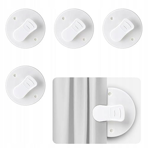 SHOWER CURTAIN CLIPS SELF ADHESIVE WHITE WIND PROTECTION 6 Brand no brand