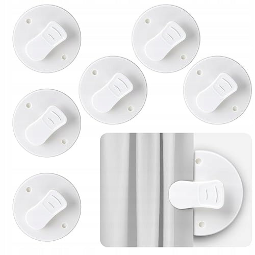 SHOWER CURTAIN CLIPS SELF ADHESIVE WHITE WIND PROTECTION 6