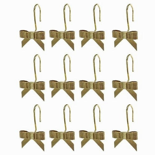 SHOWER CURTAIN HOOKS BOW METAL 12 PIECES FOR GIFT