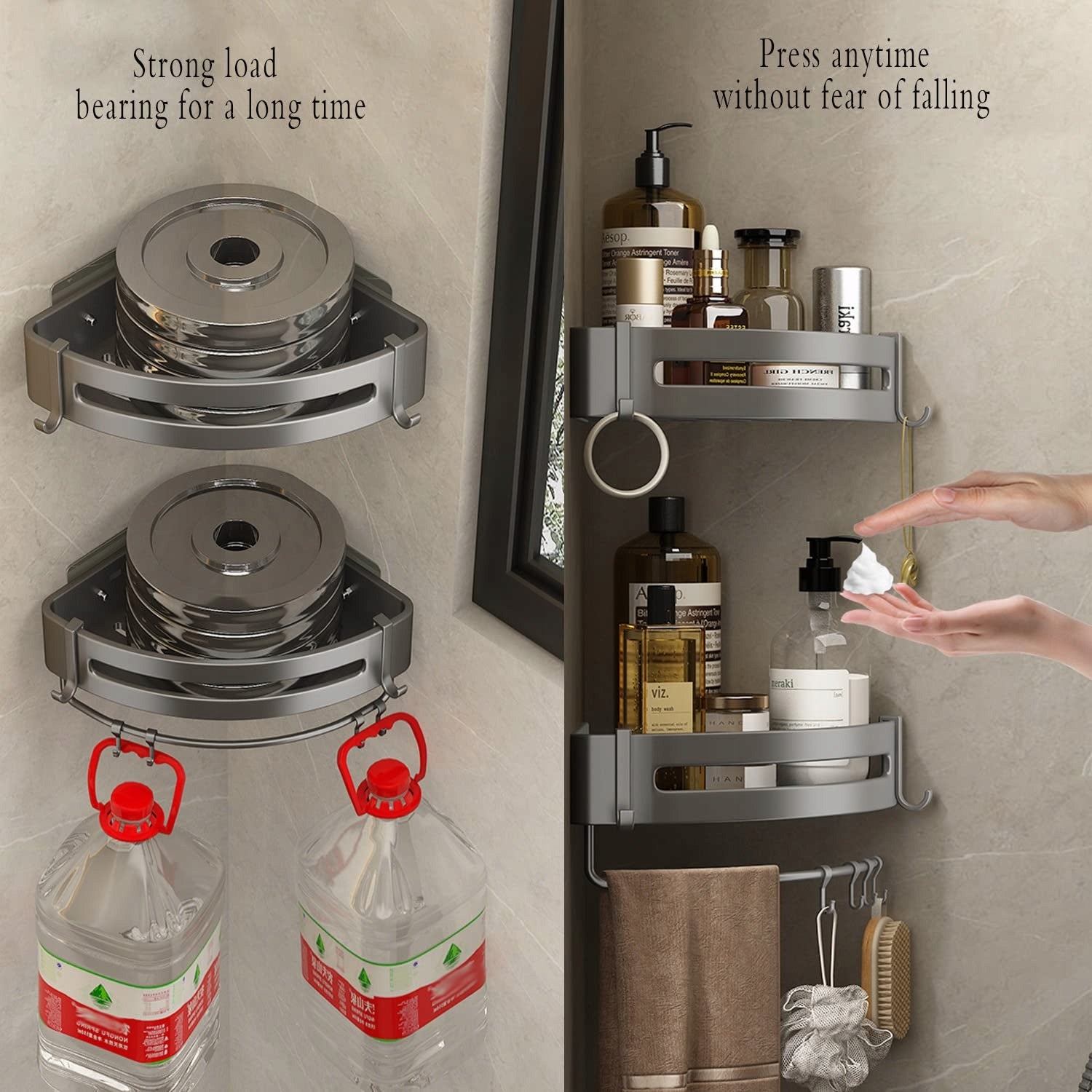 SHOWER SHELF CORNER SHOWER GREY 2pcs Brand no brand