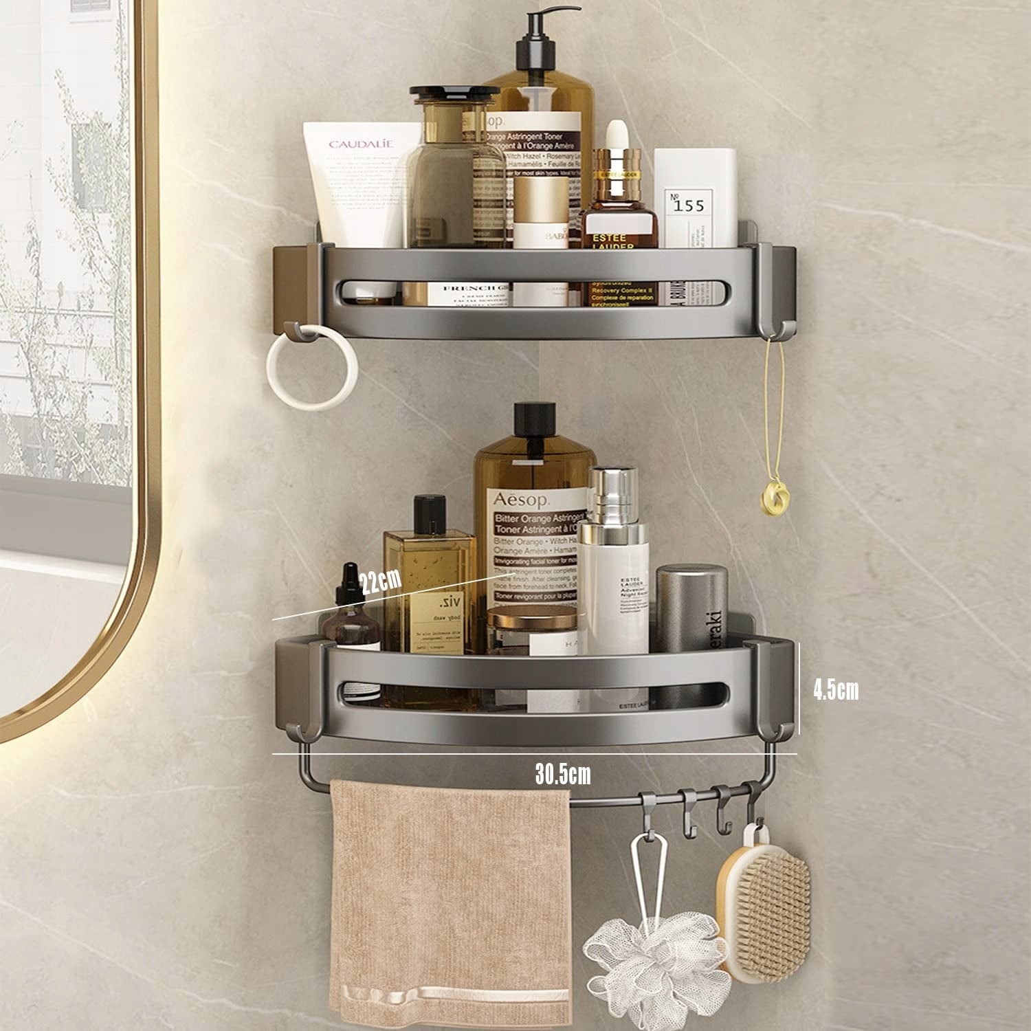 SHOWER SHELF CORNER SHOWER GREY 2pcs Packaging status original