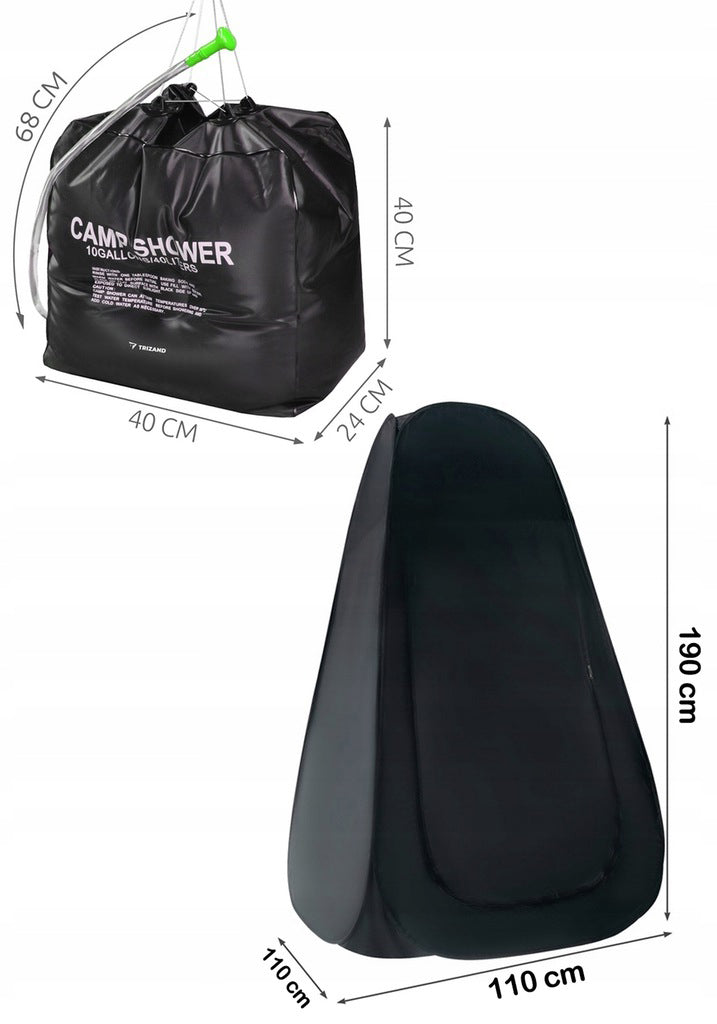 SHOWER TENT Toilet Changing Room + Solar Shower Tourist Brand Stator