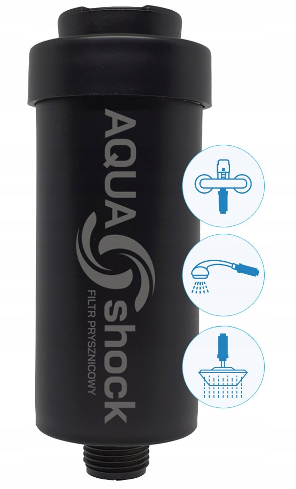 SHOWER WATER FILTER KDF AQUA shock BLACK Brand AQUA Shock