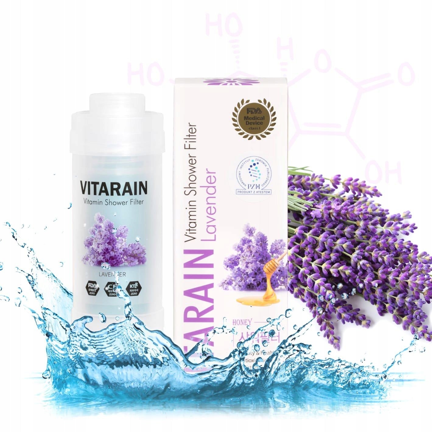 SHOWER WATER FILTER WITH VITAMIN C VITARAIN LAVENDER MADE IN KOREA