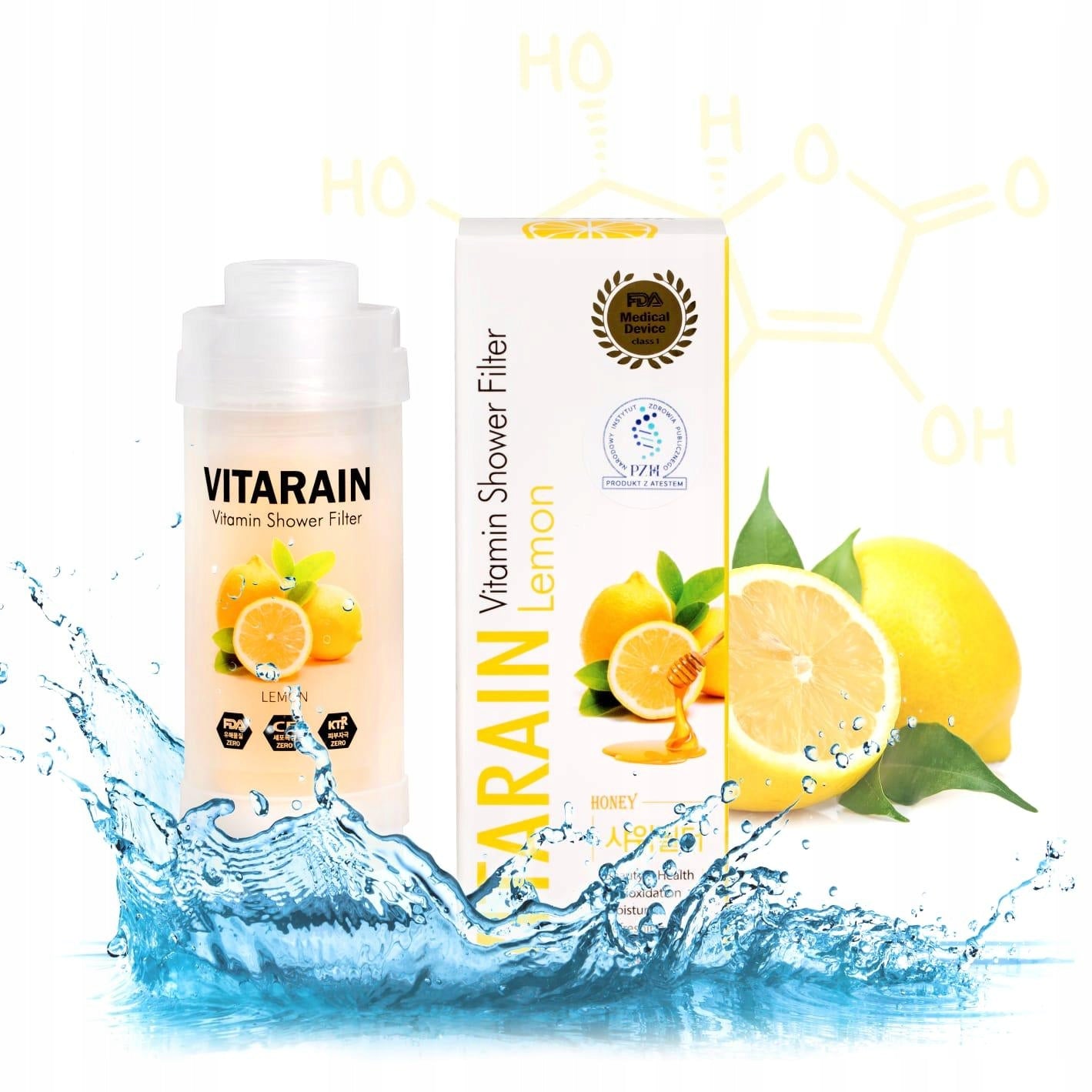 SHOWER WATER FILTER WITH VITAMIN C VITARAIN lemon MADE IN KOREA