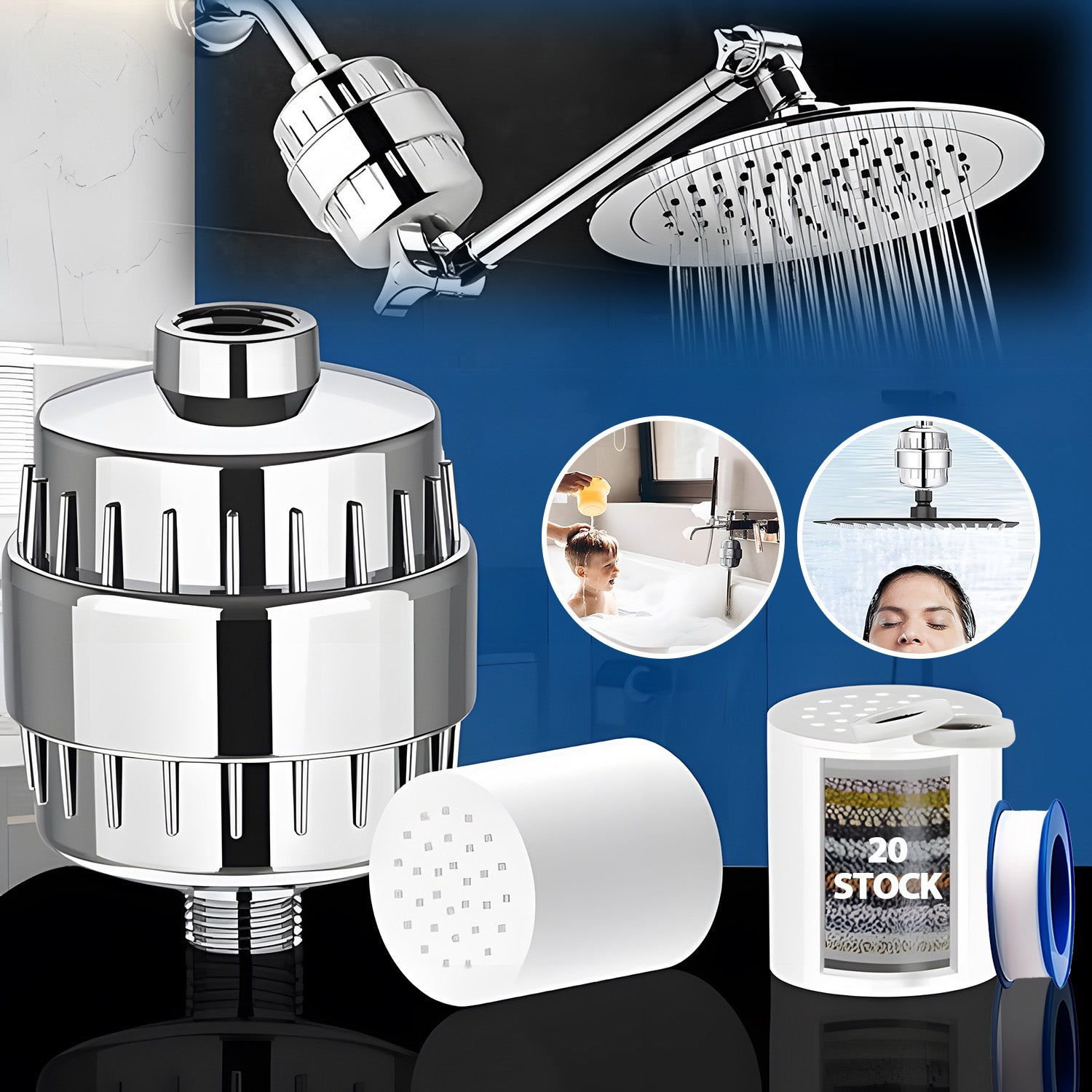 SHOWER WATER FILTER shock CHROME Silver Manufacturer code 6930699009159