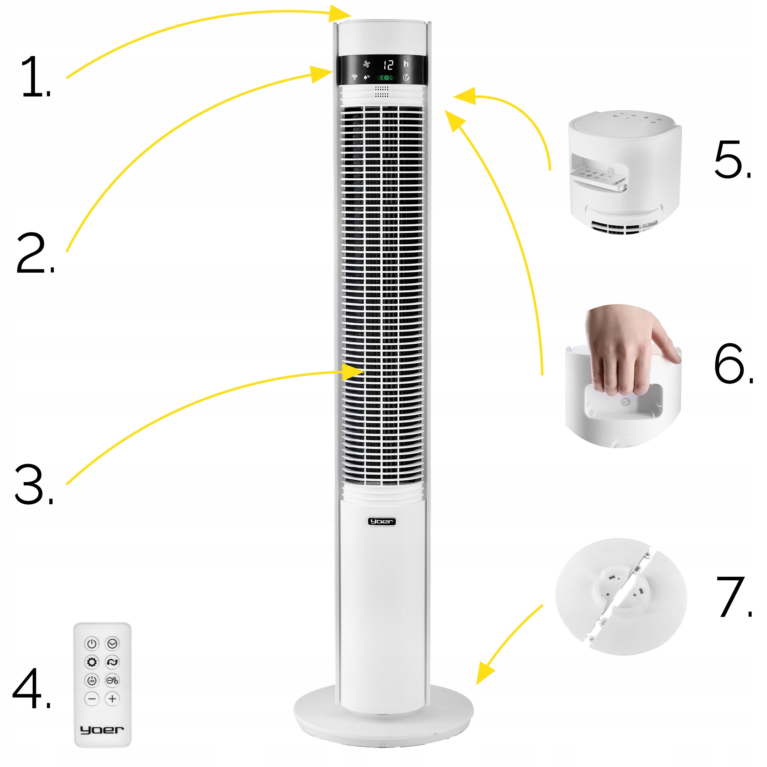 SILENT COLUMN FAN FLOOR FAN STANDING WIFI YOER + IONIZATION Manufacturer code TF07W
