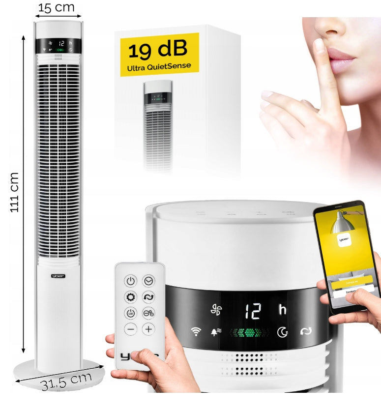 SILENT COLUMN FAN FLOOR FAN STANDING WIFI YOER + IONIZATION