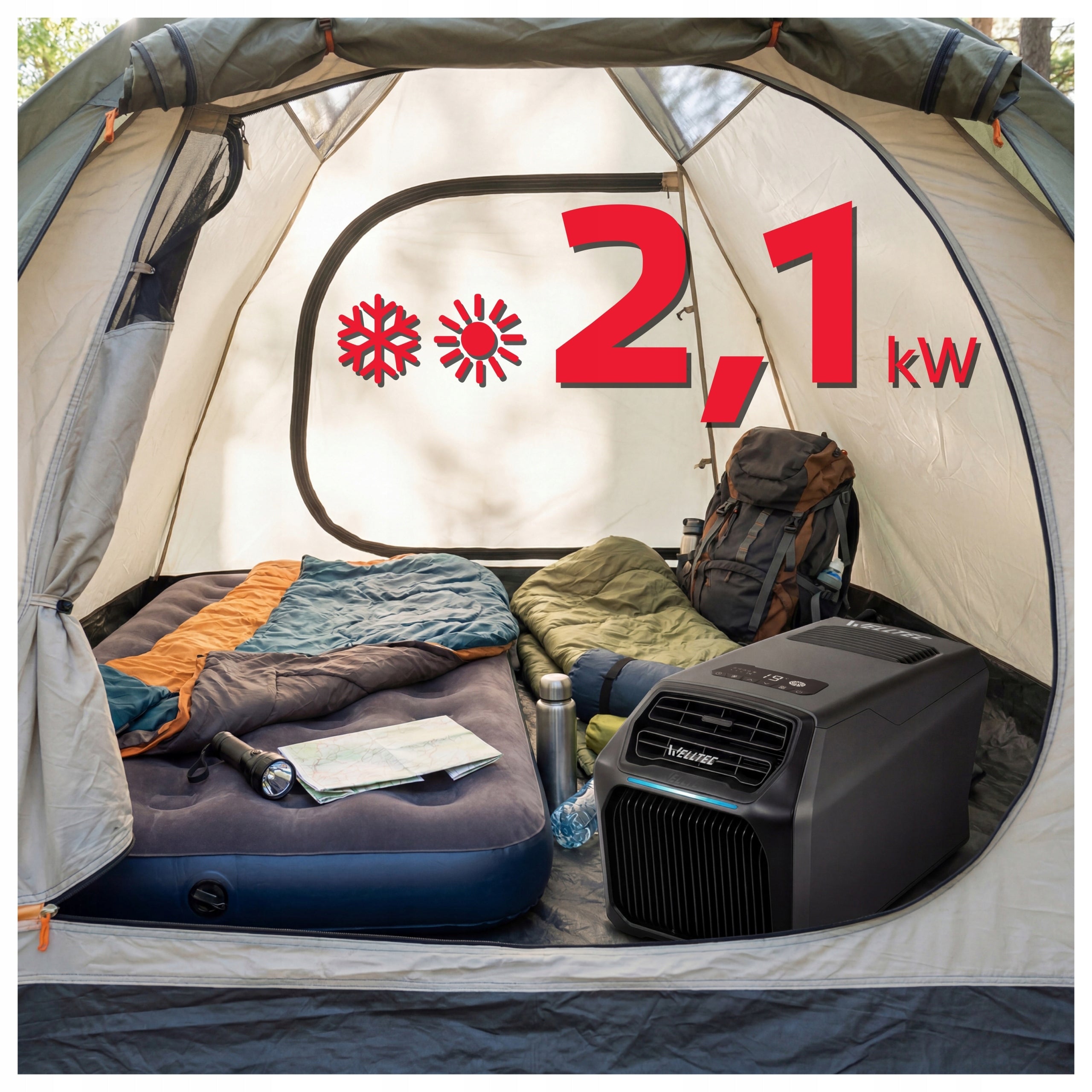 SILENT PORTABLE AIR CONDITIONER WELLTEC ACE2 PRO 2,1kW - TWO-PIPE FOR MOTORHOME Manufacturer code ACE2 Pro