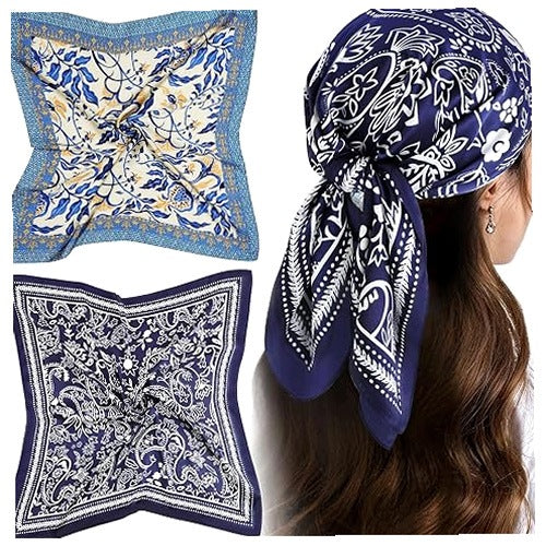 SILK BANDANA WOMEN'S SQUARE PRINTED ELEGANT SCARF ORNAMENT