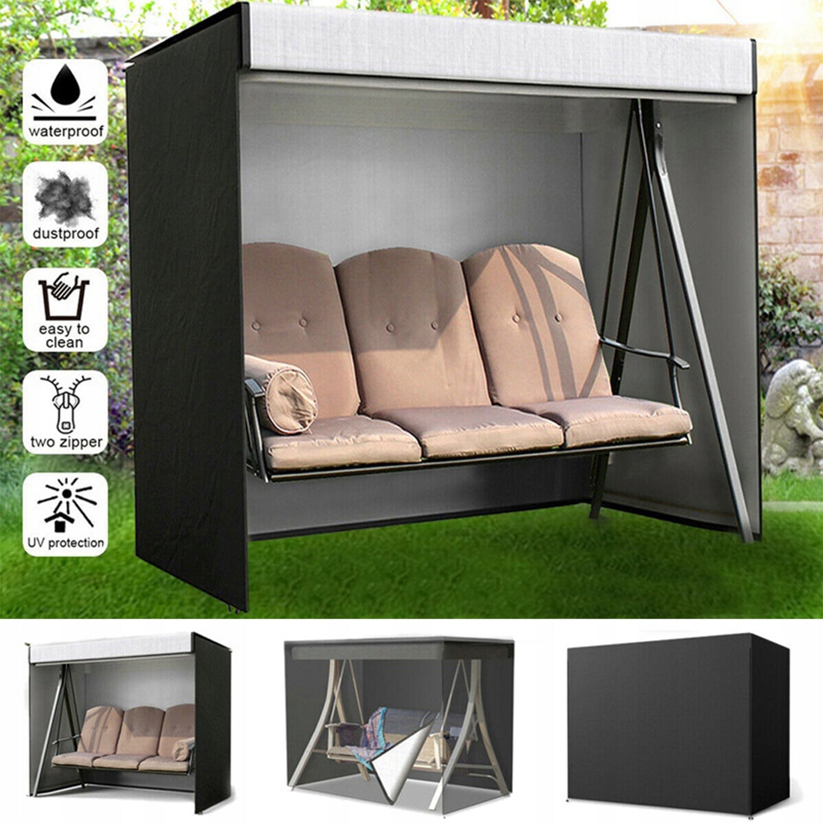 SILVER COATING SWING COVER OUTDOOR, 160X120X170 CM GARDEN SWING PROTECTOR Packaging status original