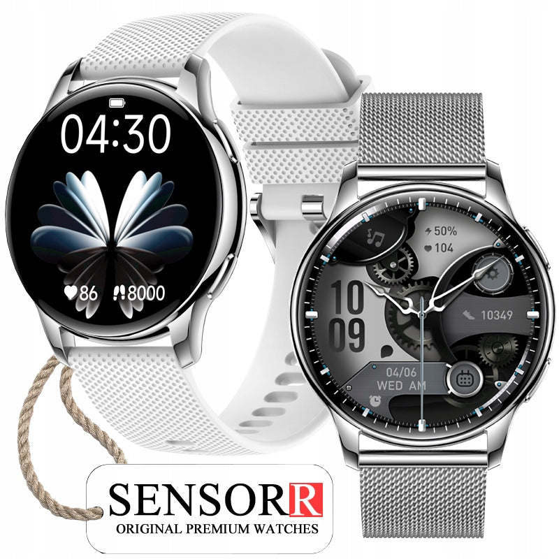 SILVER SMARTWATCH WOMEN'S TALK PRESSURE HEART RATE MONITOR SLEEP STEPS PL