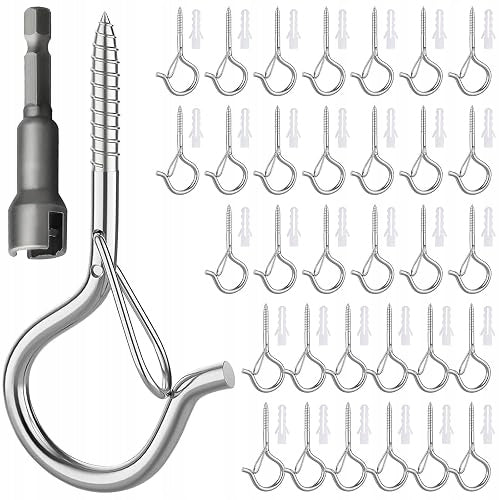 SILVER STAINLESS STEEL SCREW HOOKS PROTECTION 30 PCS