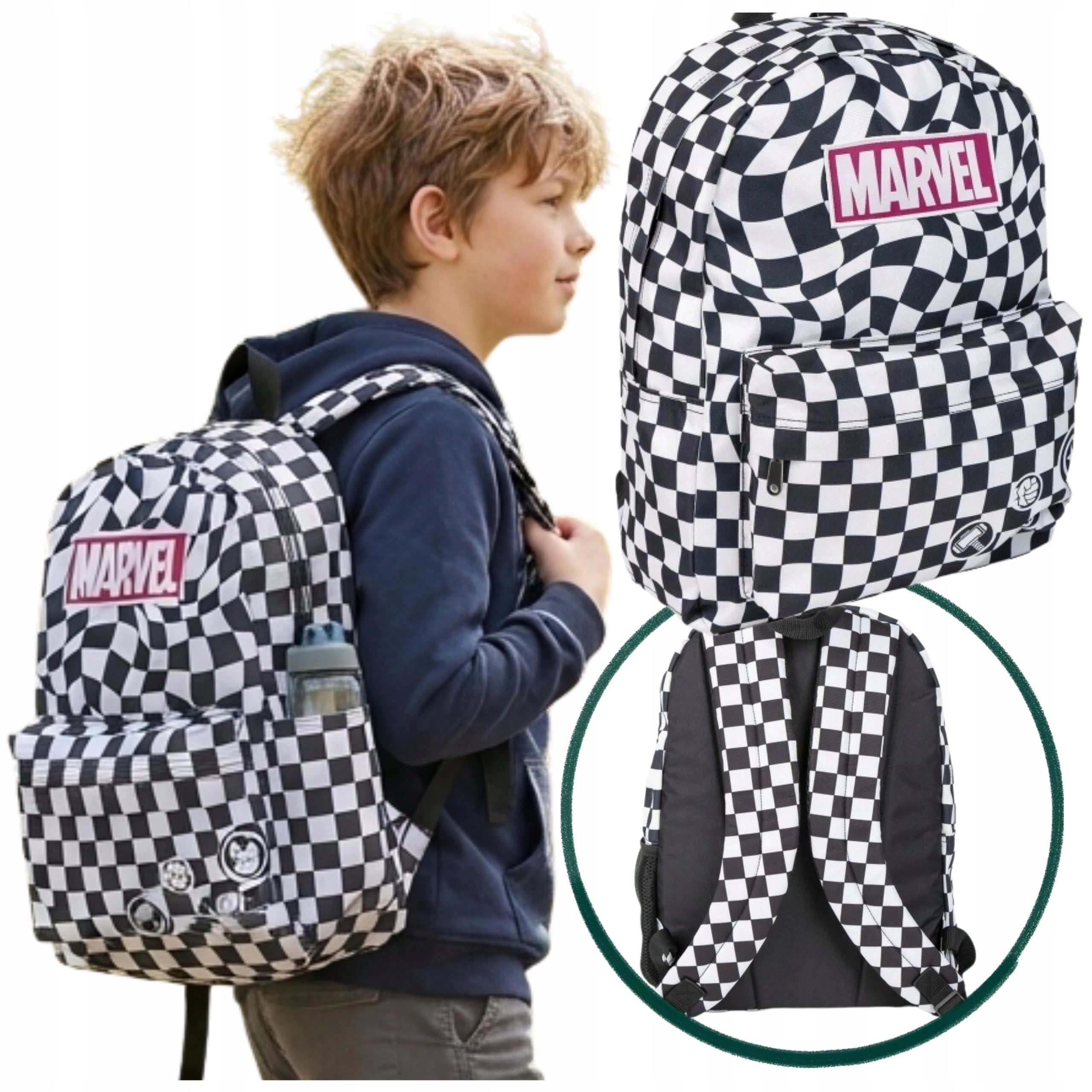SINGLE COMPARTMENT SCHOOL BACKPACK LARGE Marvel chessboard 42x32x12cm