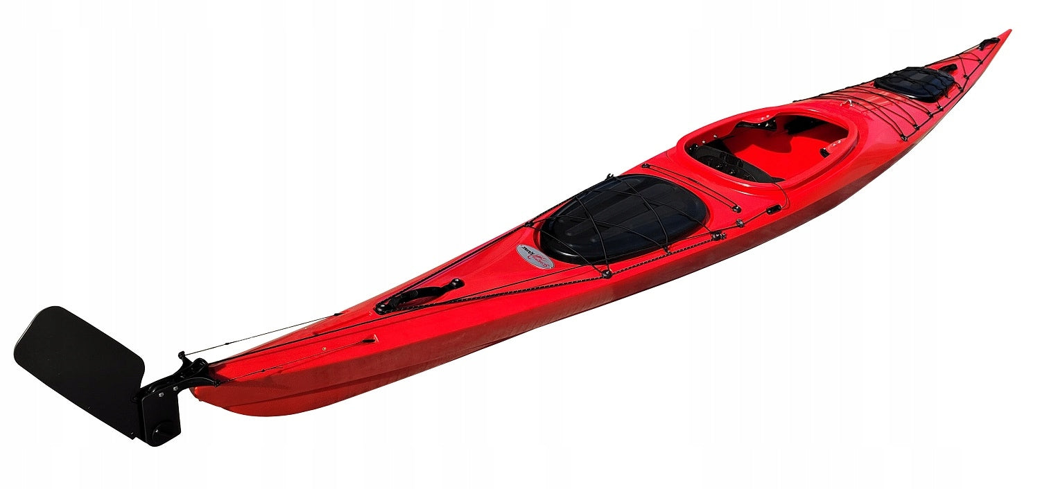 SINGLE EXPEDITION KAYAK TOURING 15 FT+ RUDDER LAKE RIVER ONE Model TOURING 15 FT RED