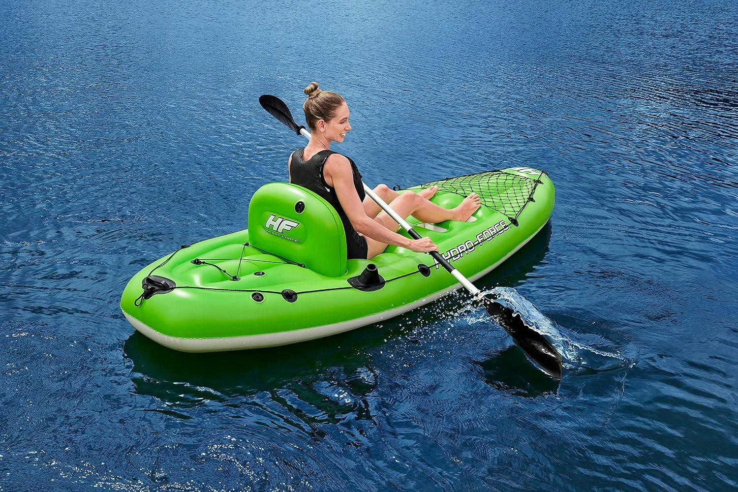 SINGLE INFLATABLE KAYAK 285 CM GREEN FOR RECREATION AND FISHING Length 285 cm