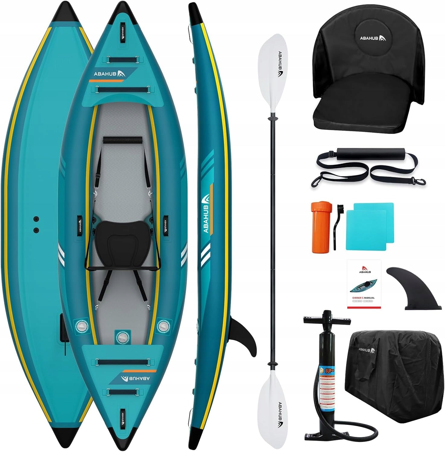 SINGLE INFLATABLE KAYAK 320 CM WITH PADDLE PUMP AND SEAT