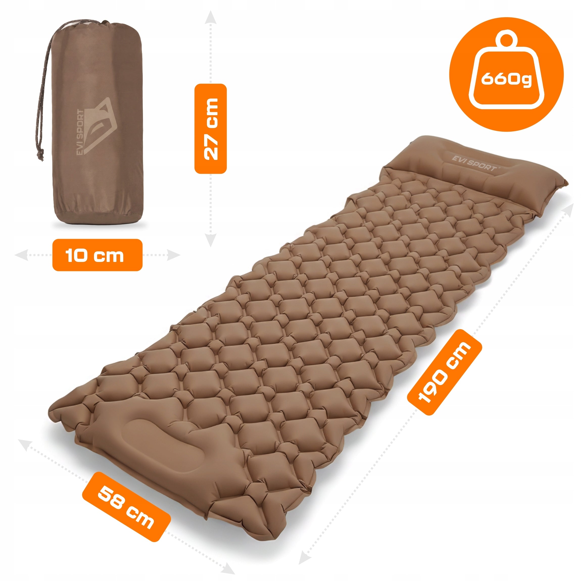 SINGLE INFLATABLE MATTRESS WITH TOURIST PUMP LIGHT FOR SLEEPING HAMMOCK Packaging status original