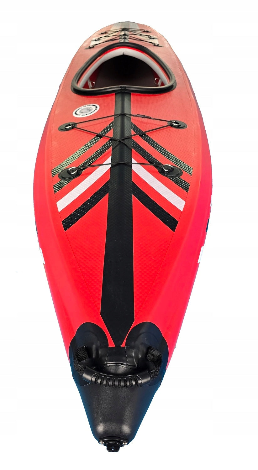 SINGLE KAYAK PUMPED DS 385 FULL DROPSTITCH ONE WITH DECK Model DS 385 TOURING SOFT KEEL RED