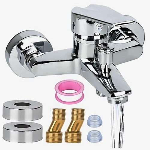 SINGLE LEVER BRASS CHROME BATHROOM MIXING BATHTUB FAUCET