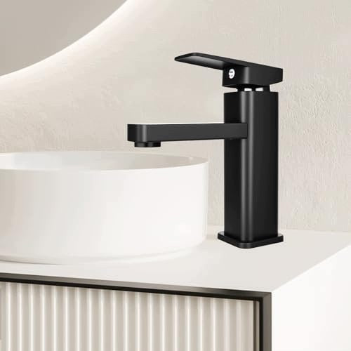 SINGLE LEVER SINK FAUCET MATTE BLACK STAINLESS STEEL BATHROOM Manufacturer code Producent niezależny