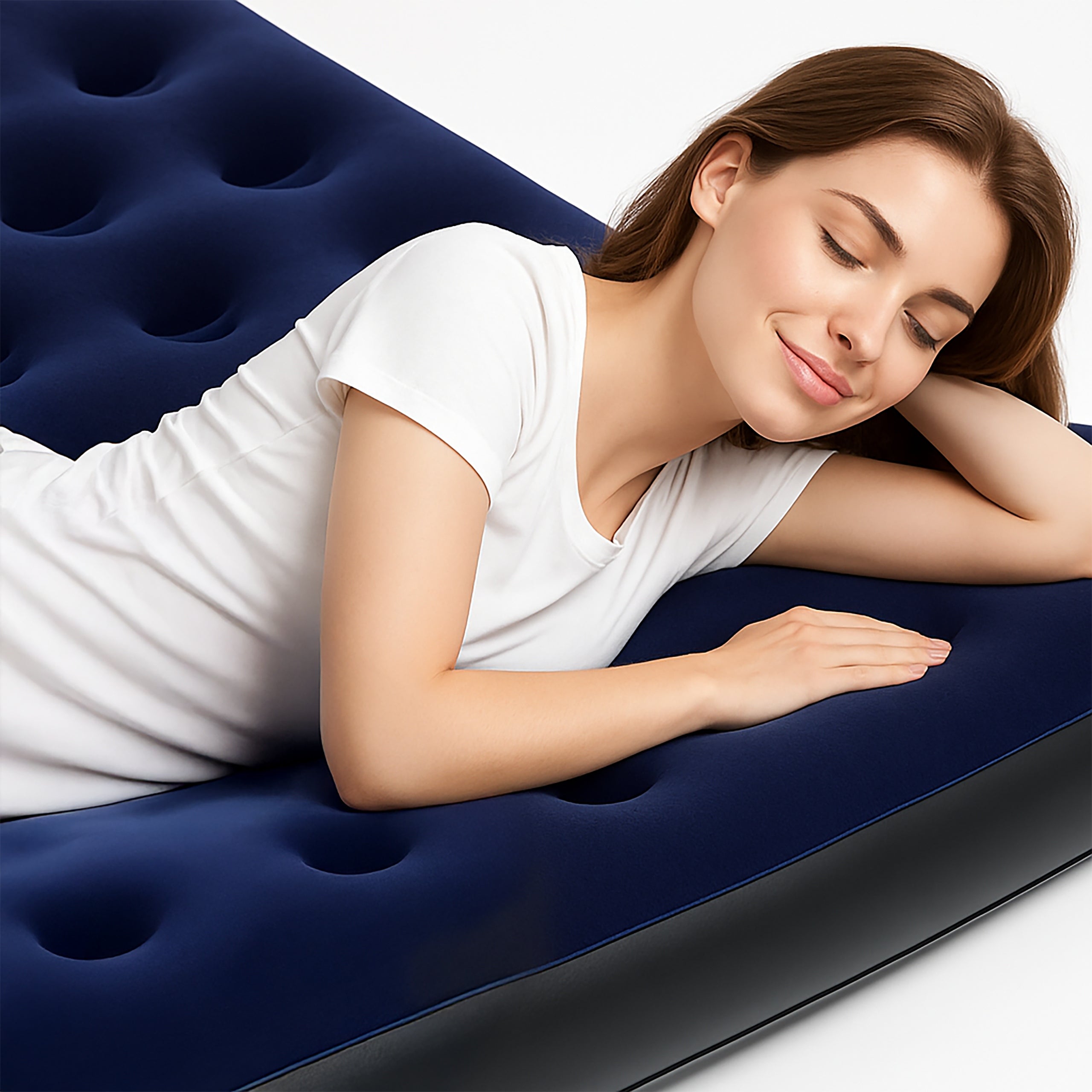 SINGLE MATTRESS INFLATABLE 181X70X220CM COMFORTABLE VELOUR Color black