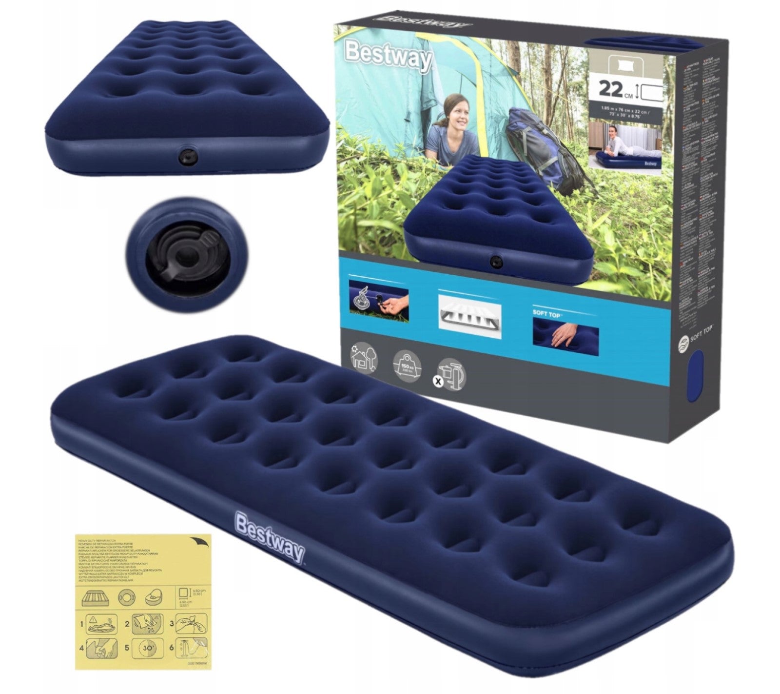 SINGLE MATTRESS INFLATABLE SLEEPING TENT VELOUR +PATCH 67000