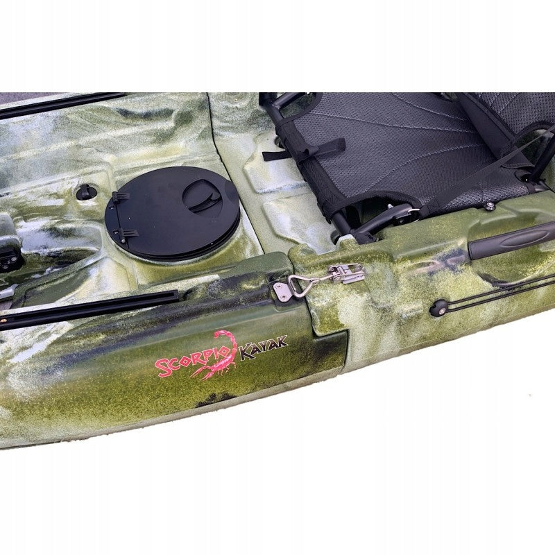 SINGLE SEATER FISHING KAYAK MODULAR FOLDING WITH FOOT DRIVE SCORPIO Material polyethylene