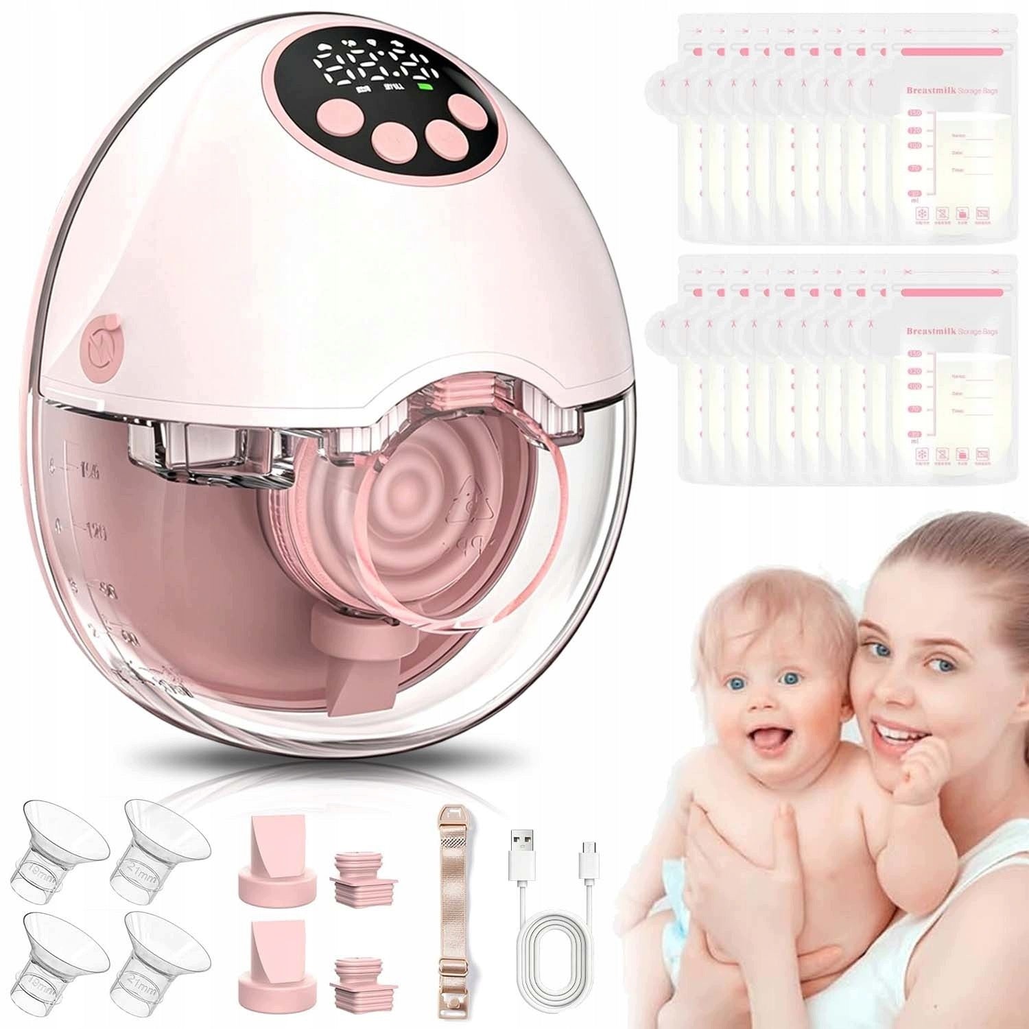 SINGLE WIRELESS PORTABLE BREAST PUMP SET OF 12 LEVELS 4 MODE 160ML