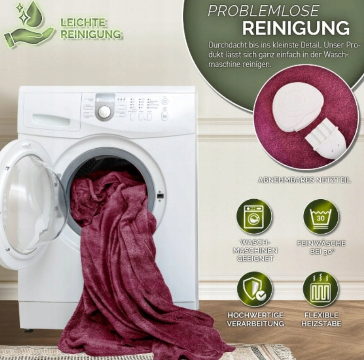 SINNLEIN - ELECTRIC BLANKET MADE OF PLUSH 200 X 180 CM BURGUNDY Manufacturer code Whd018