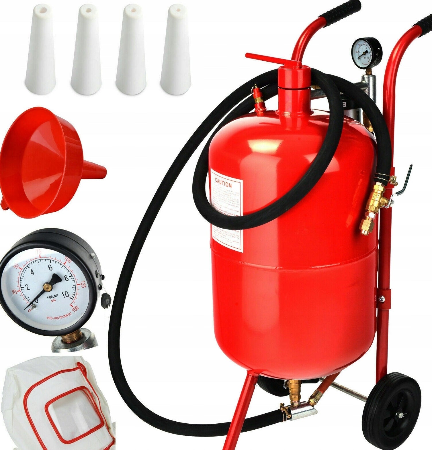 SIPHON SANDBLASTER 76L MOBILE ON WHEELS + MASK + 58 NOZZLES - THE STRONGEST