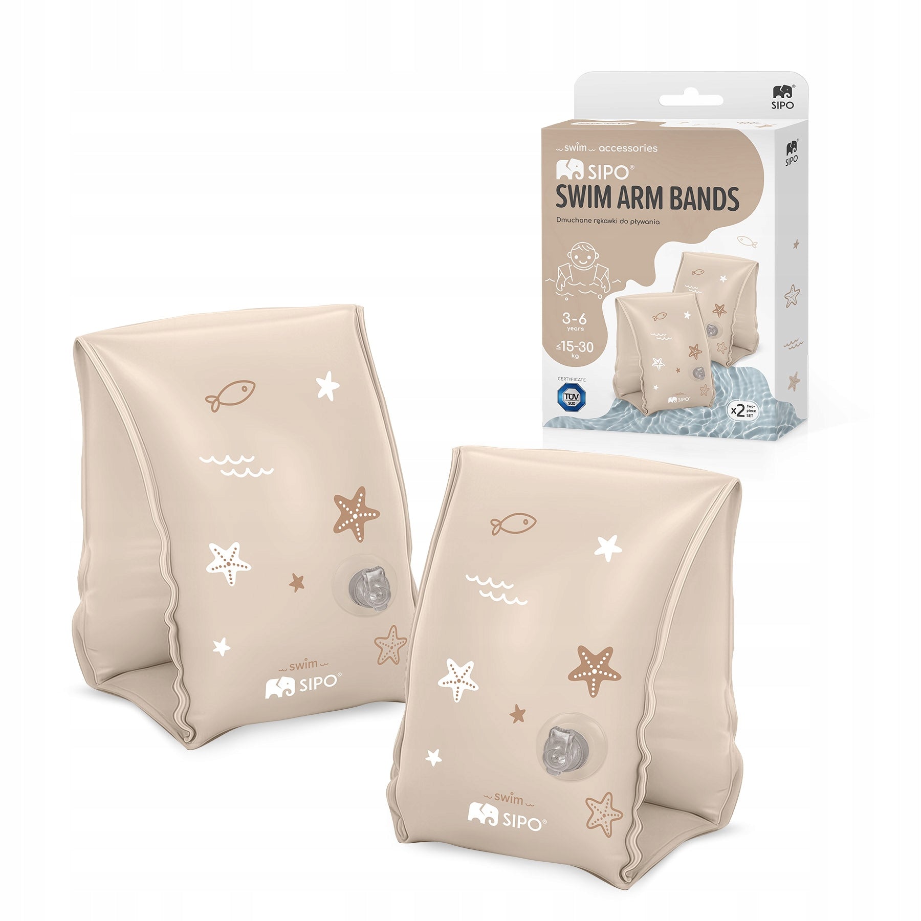 SIPO CHILDREN'S SWIMMING SLEEVES INFLATABLE BEIGE MATT 3-6 YEARS FOR SWIMMING POOL Packaging status original