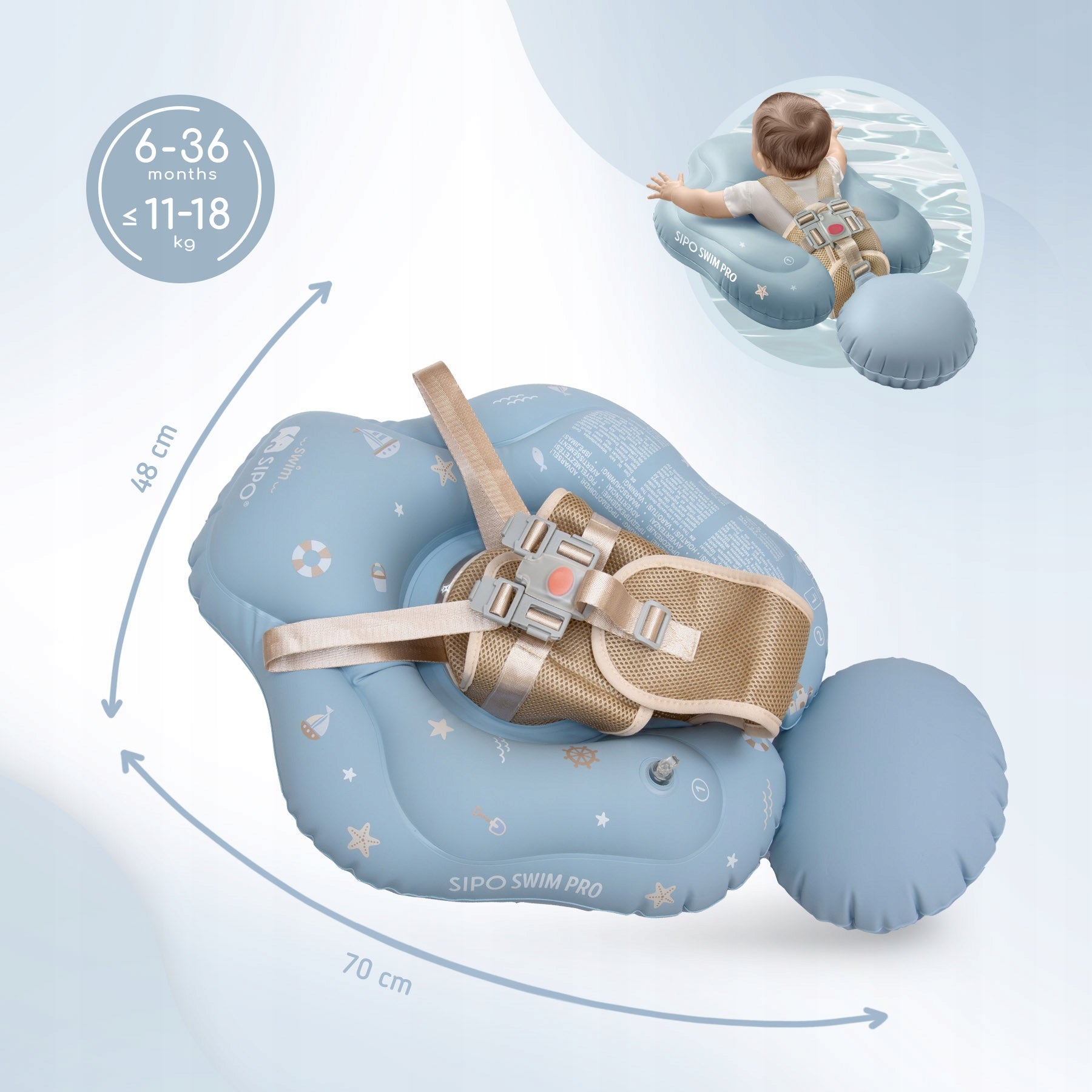 SIPO SWIM PRO INFLATABLE SWIMMING WHEEL FOR CHILDREN AND BABIES BLUE Manufacturer code SWM103TR